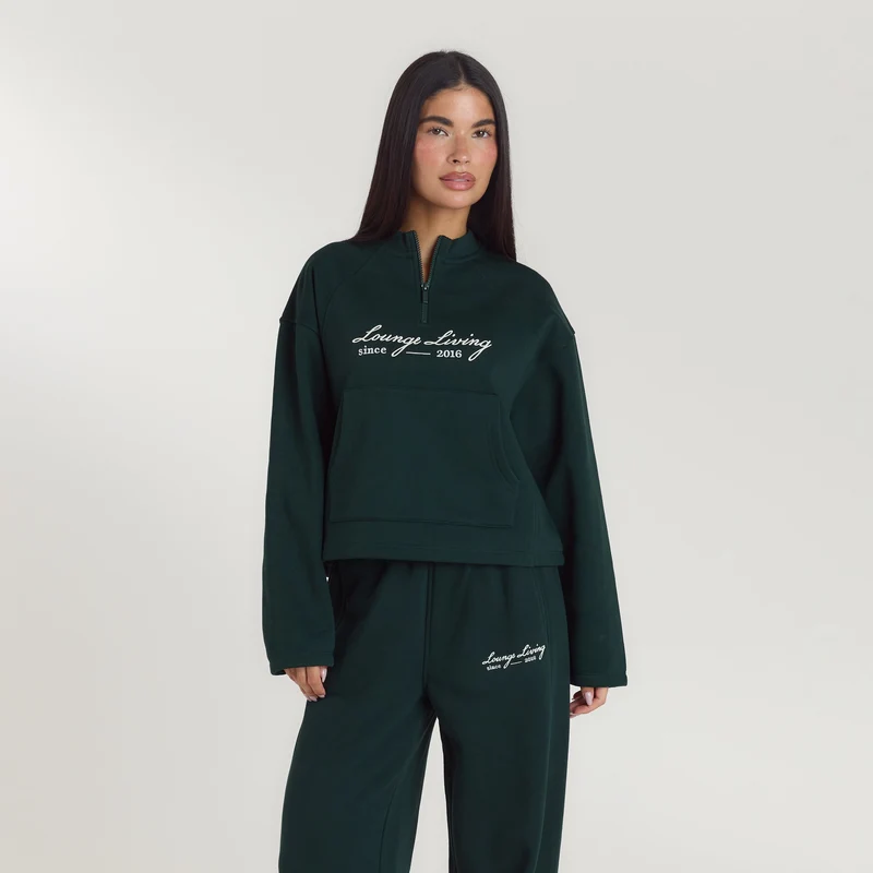Pull avec Quart de Zip Lounge Living - Vert Forêt
