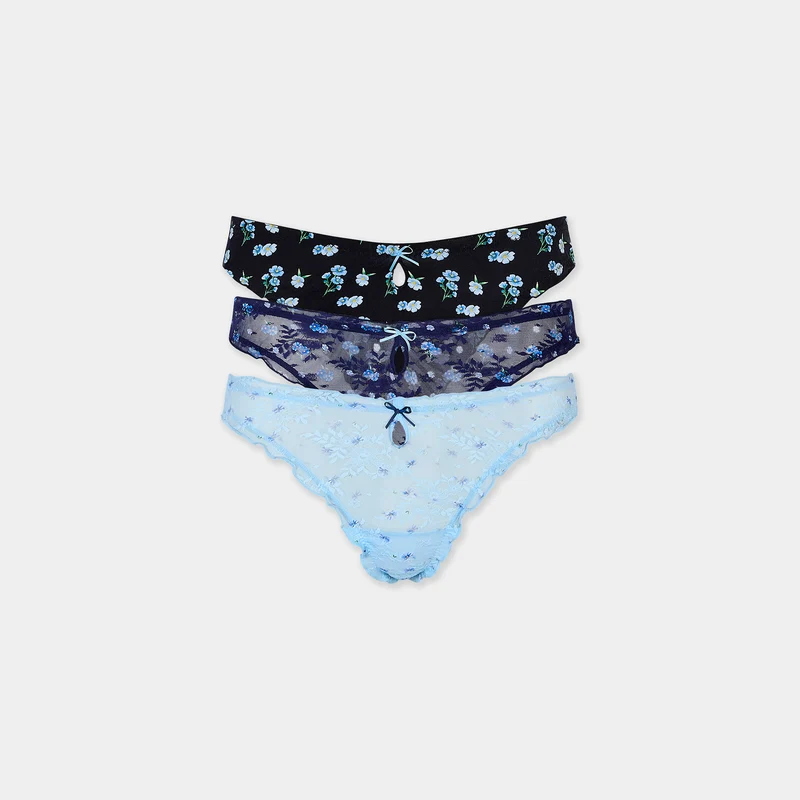Strings Imprimés (Pack de 3) - Imprimé Bleu