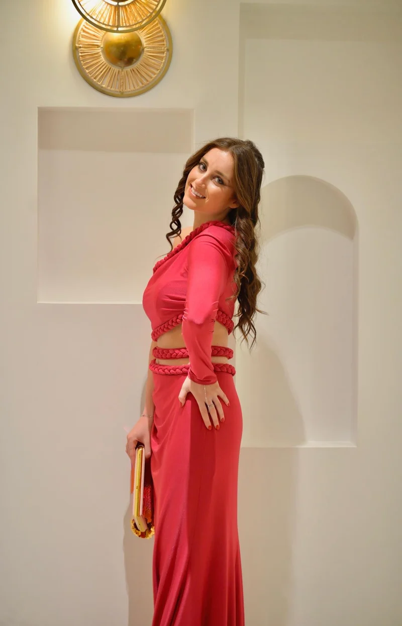 Robe longue du soir Zaya fuschia à découpes
