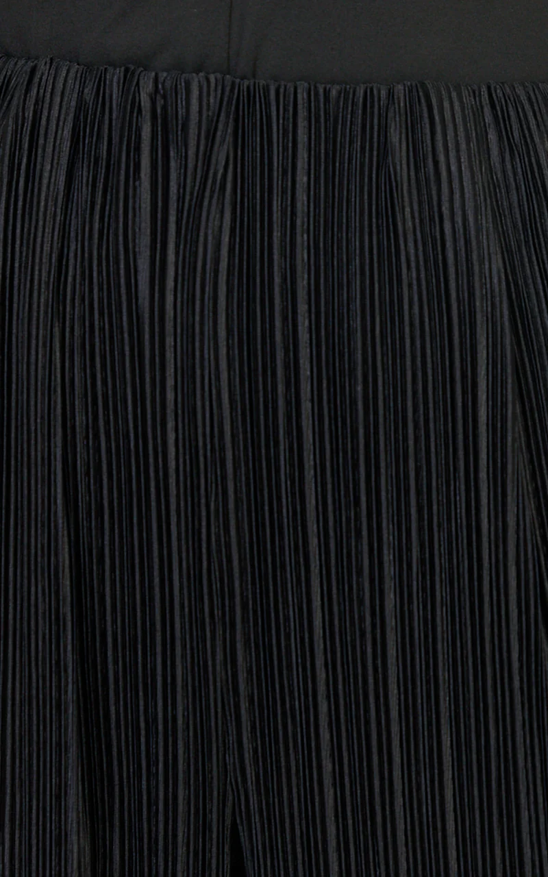 Tessie Pants - High Waist Plisse Relaxed Pants in Black