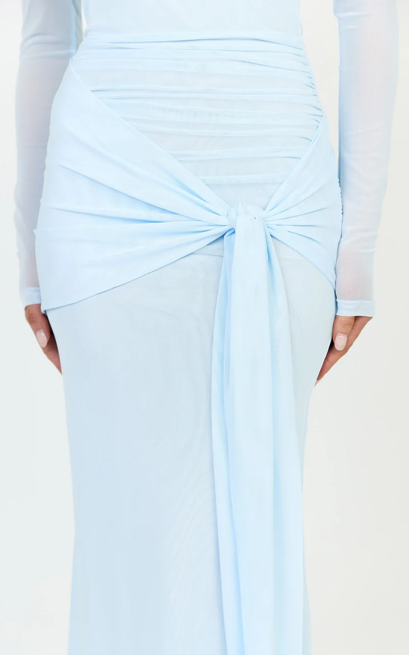 Waverly Maxi Dress - Long Sleeve Off Shoulder Dress in Blue