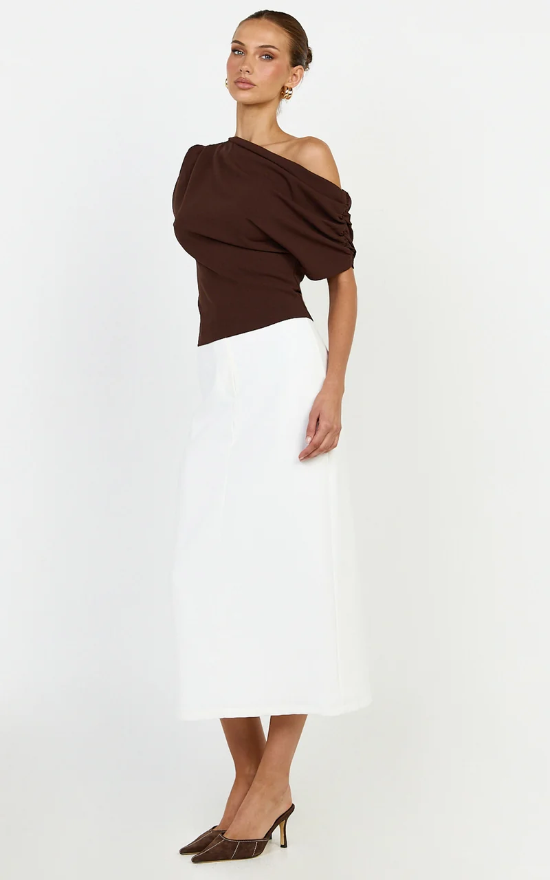 Nalfie Top - Asymmetrical Top in Choc