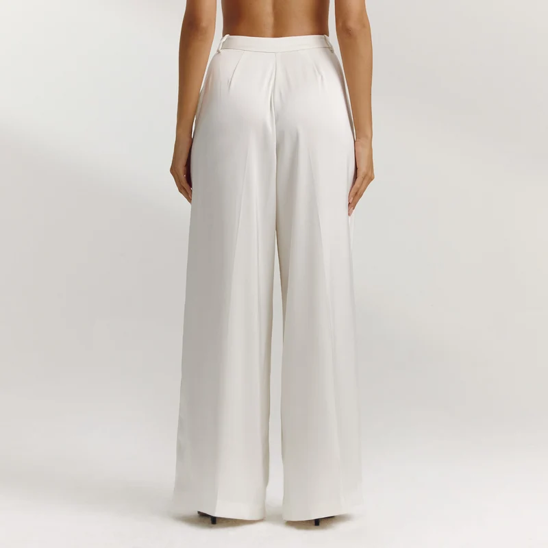 Pantalon Large en Satin - Écru