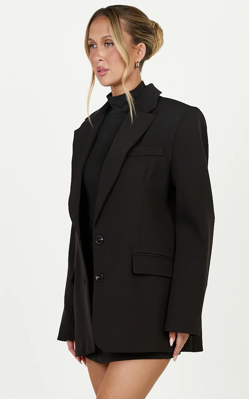 Rosalie Jacket - Single Breasted Oversized Blazer in Black