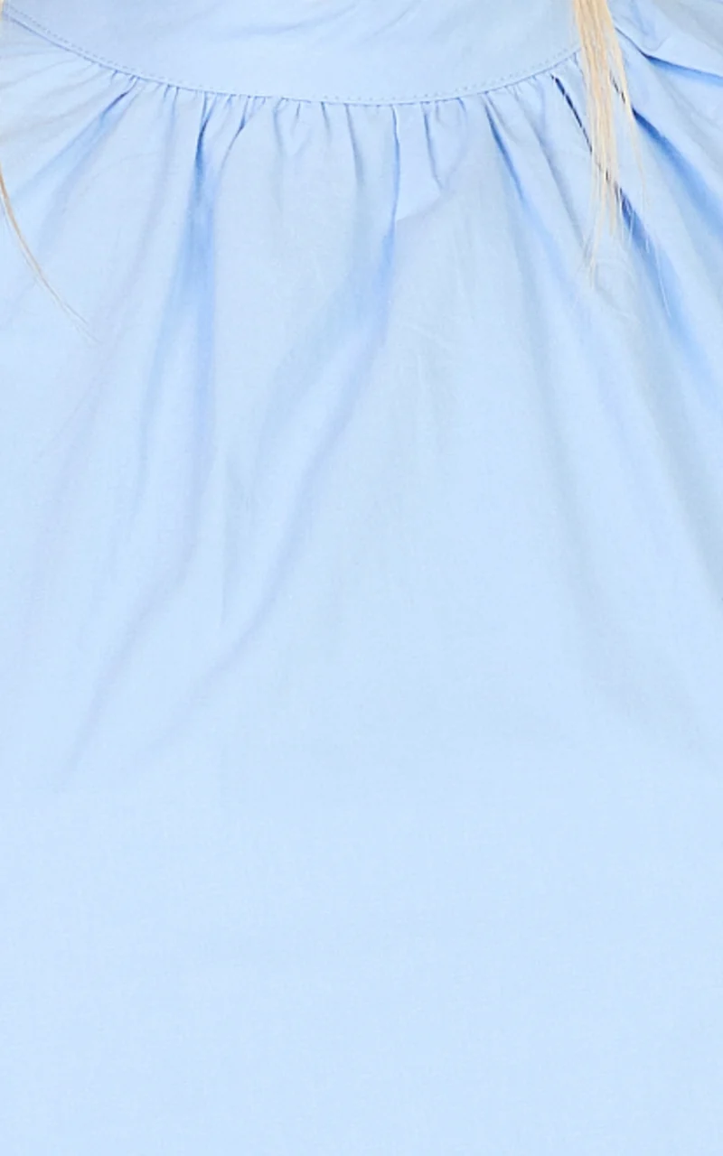 Jacqueline Mini Dress - Sleeveless Tie Detail Smock Dress in Pale Blue