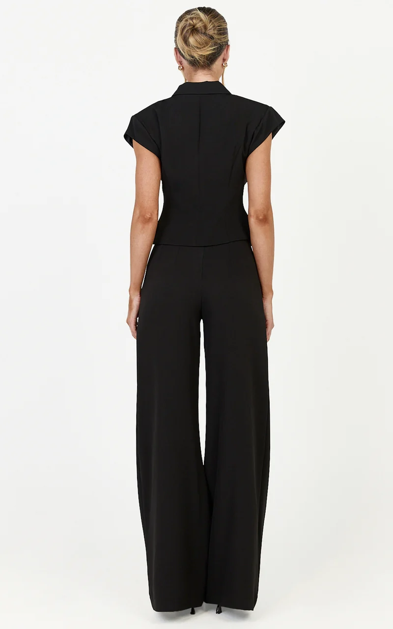Poppy Pants - High Waist Darted Wide Leg Pants in Black