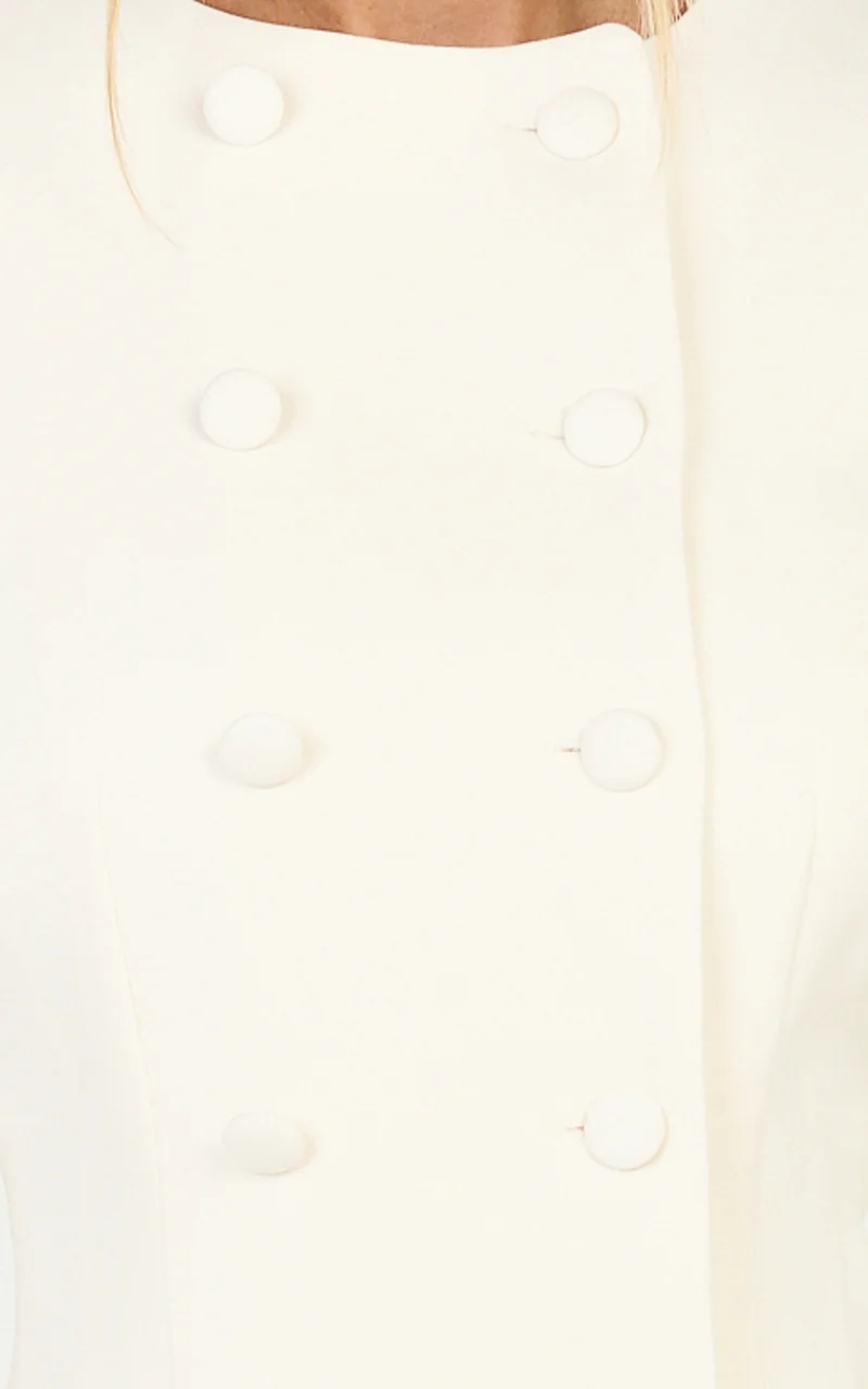 Charlotte Mini Dress - Double Breasted Long Sleeve Dress in Cream
