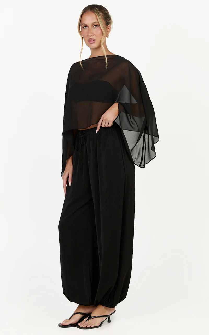Valerie Pants - Elasticated Waist Balloon Leg Pants in Black
