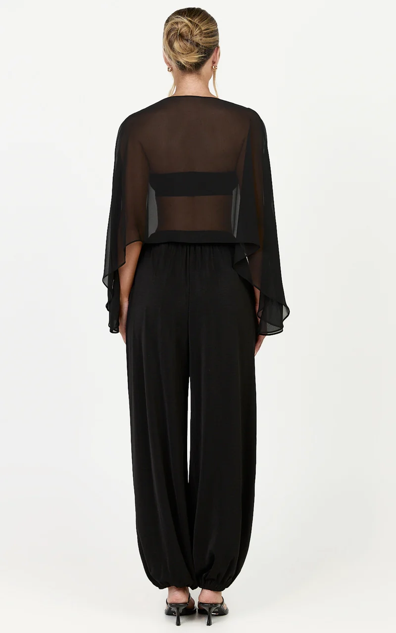 Valerie Pants - Elasticated Waist Balloon Leg Pants in Black
