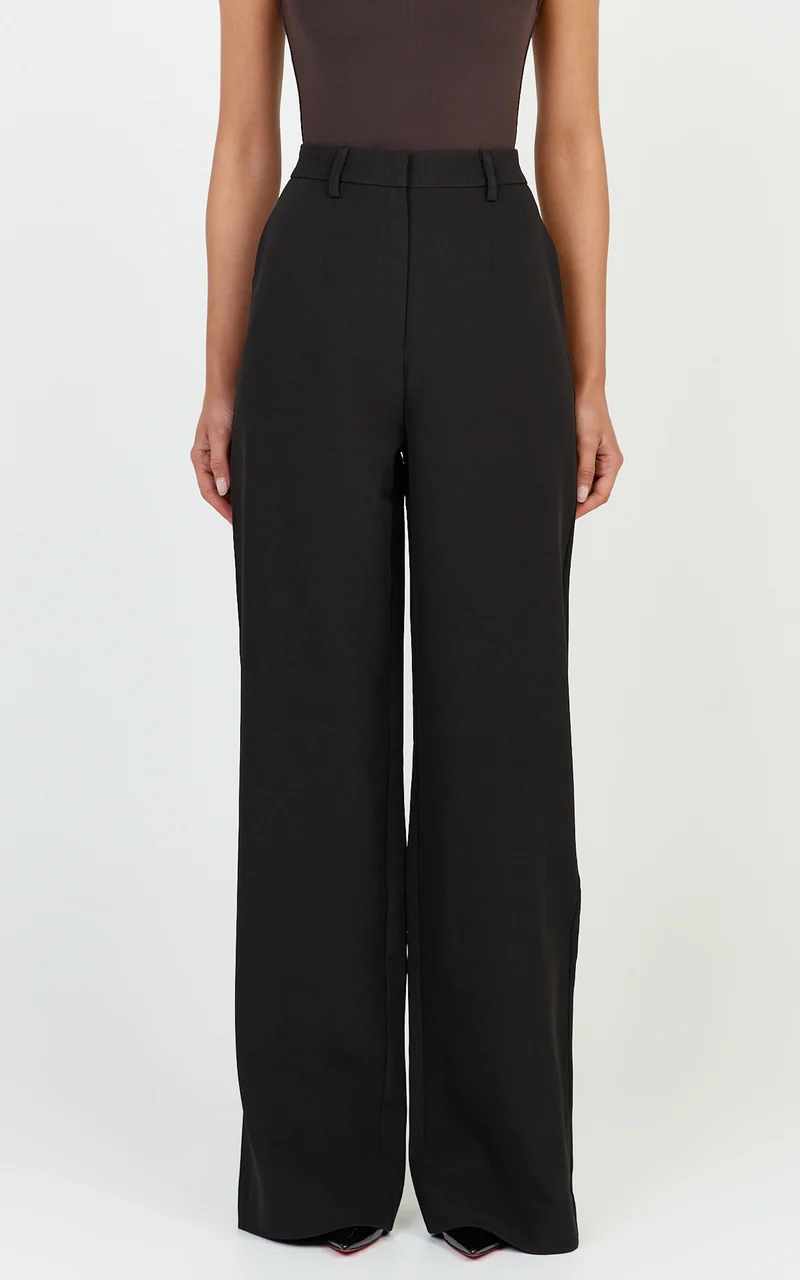 Rosalie Pants - High Waist Tailored Straight Leg Pants in Black