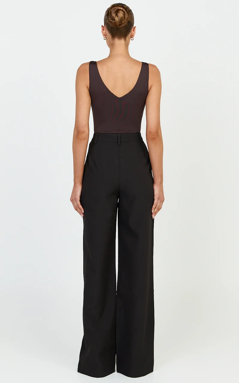 Rosalie Pants - High Waist Tailored Straight Leg Pants in Black