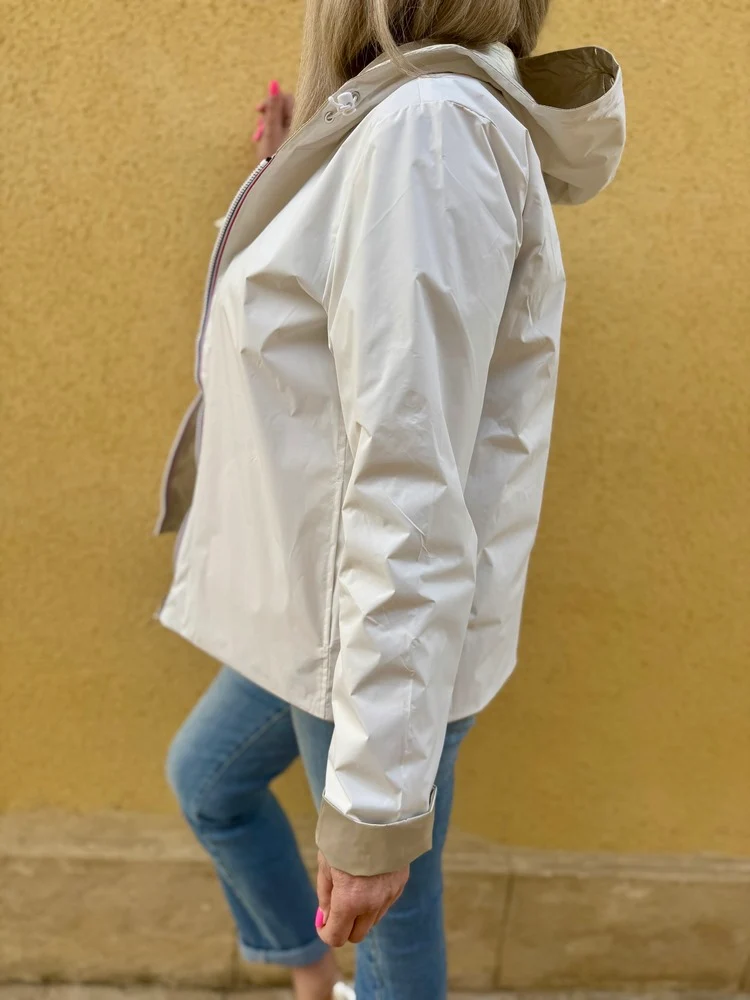 Veste imperméable Laura réversible courte blanc et doré