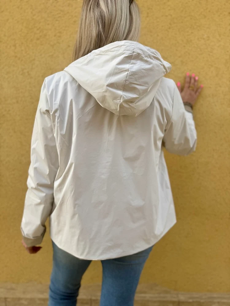Veste imperméable Laura réversible courte blanc et doré