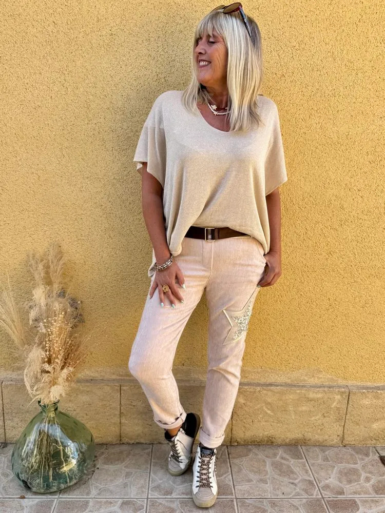 Jogg velours Etoile beige