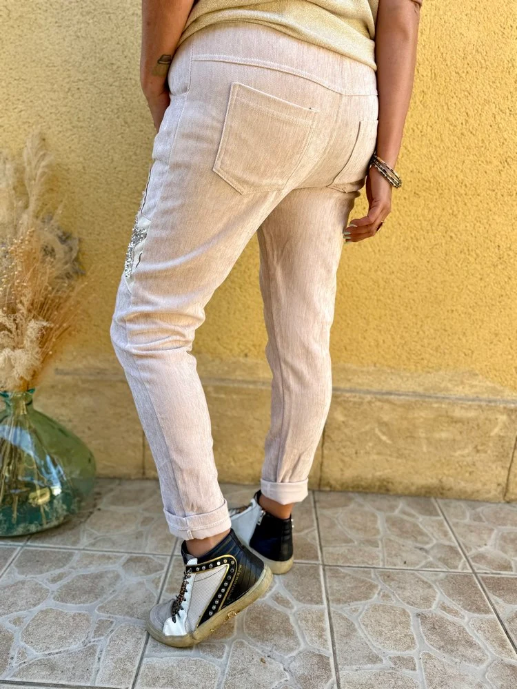 Jogg velours Etoile beige