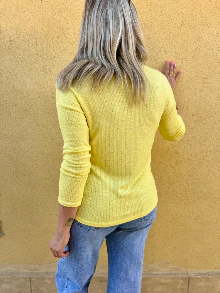 Pull fin Les copines d'abord jaune