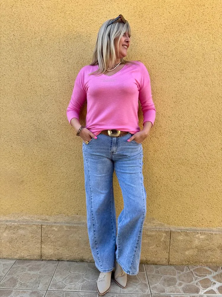 Pull fin Les copines d'abord rose