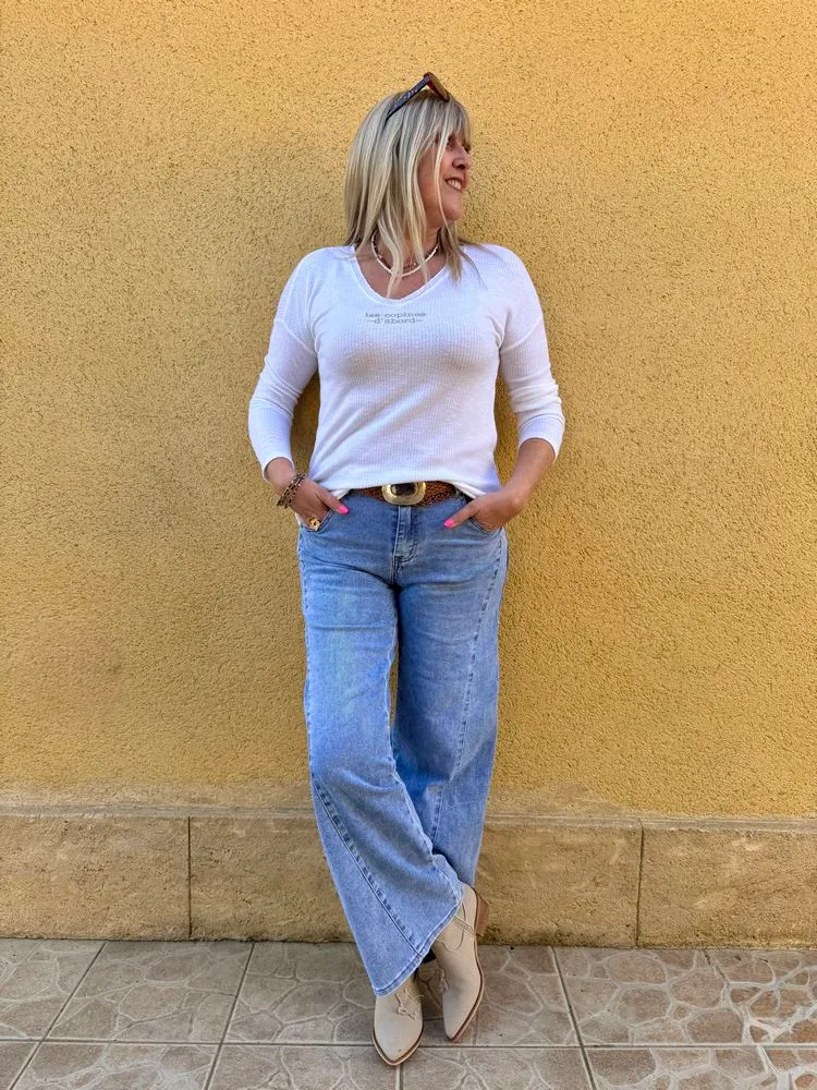 Pull fin Les copines d'abord blanc