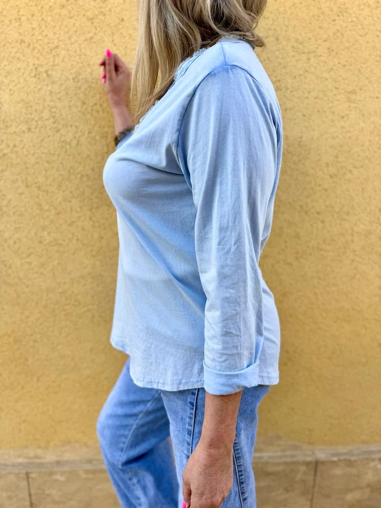 Teeshirt manches longues Poisson bleu ciel