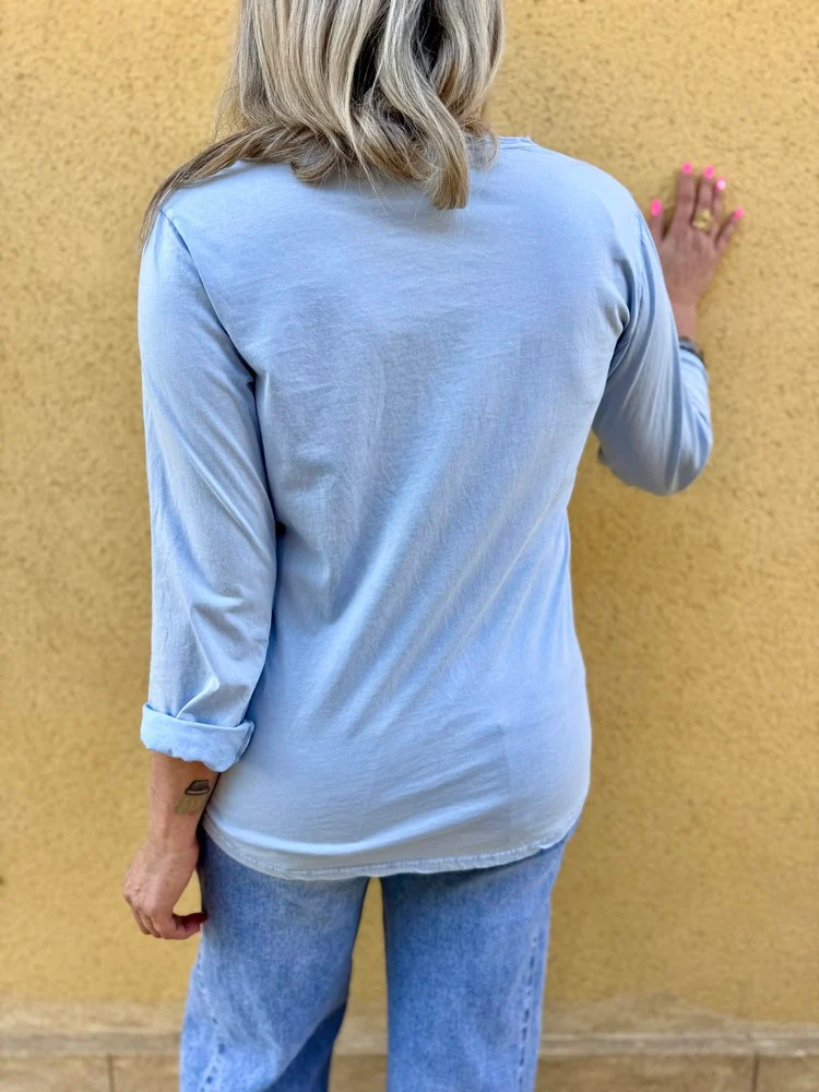 Teeshirt manches longues Poisson bleu ciel