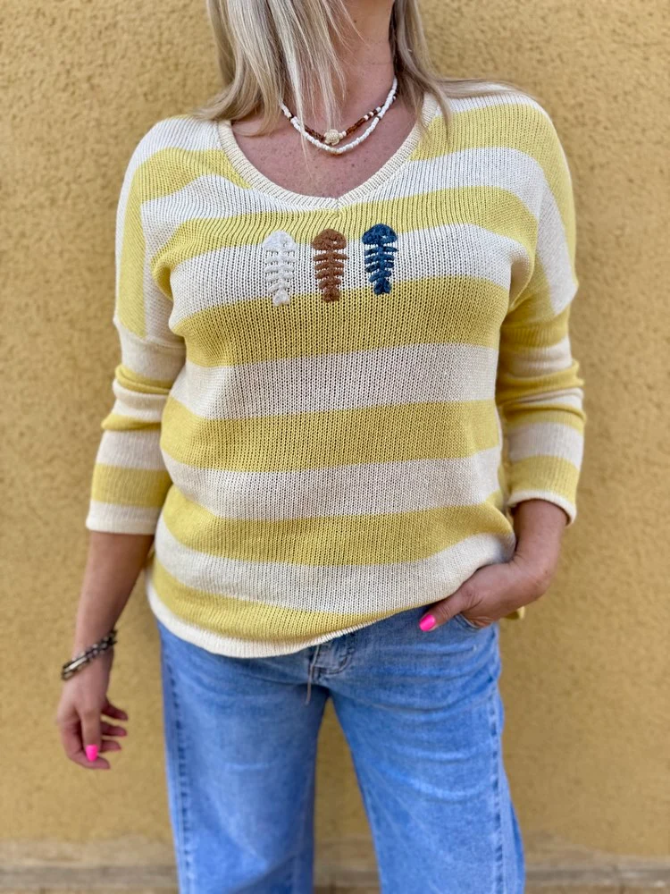 Pull fin Poisson jaune
