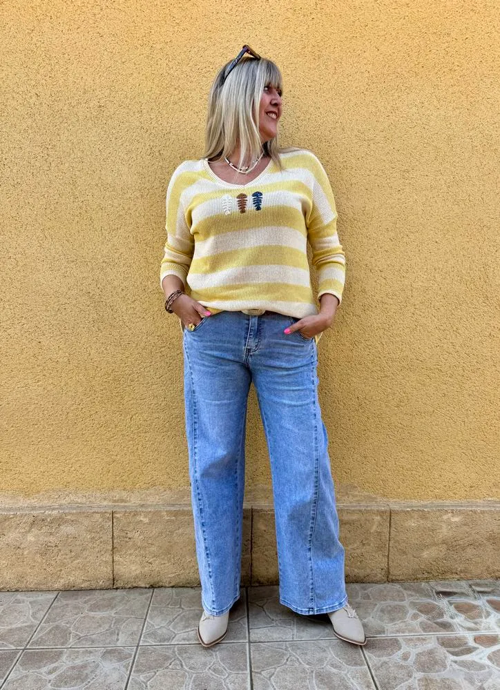 Pull fin Poisson jaune