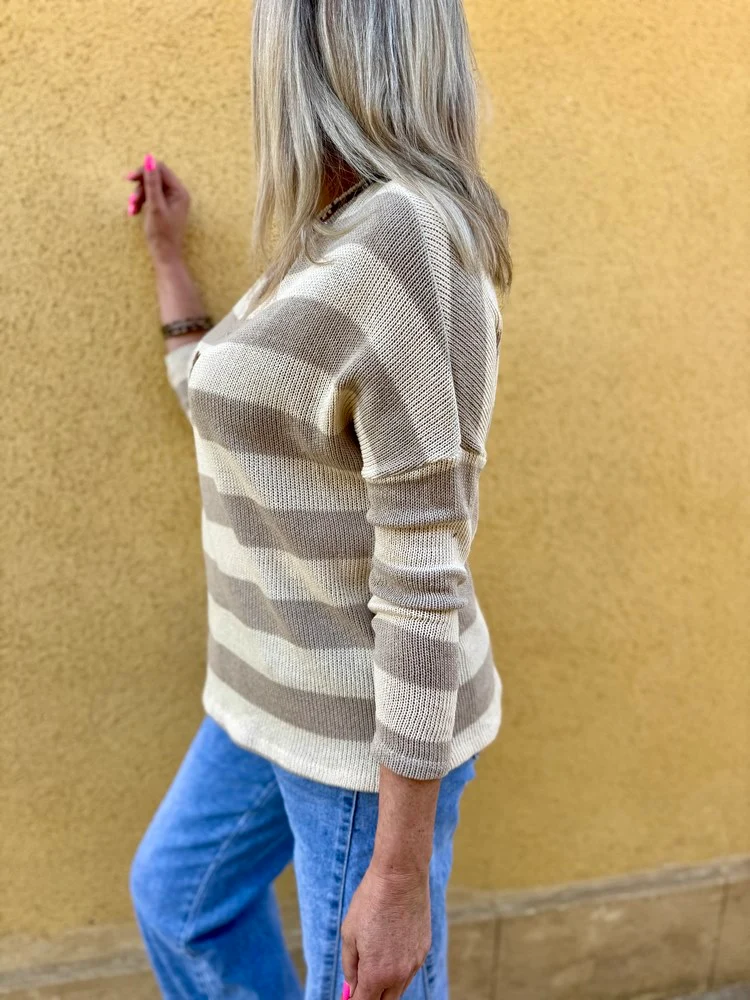 Pull fin Poisson beige