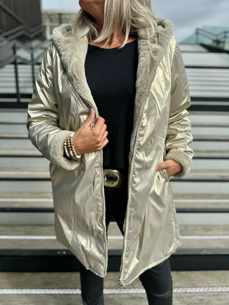 Veste fourrée Laura réversible doré