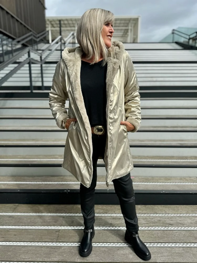 Veste fourrée Laura réversible doré