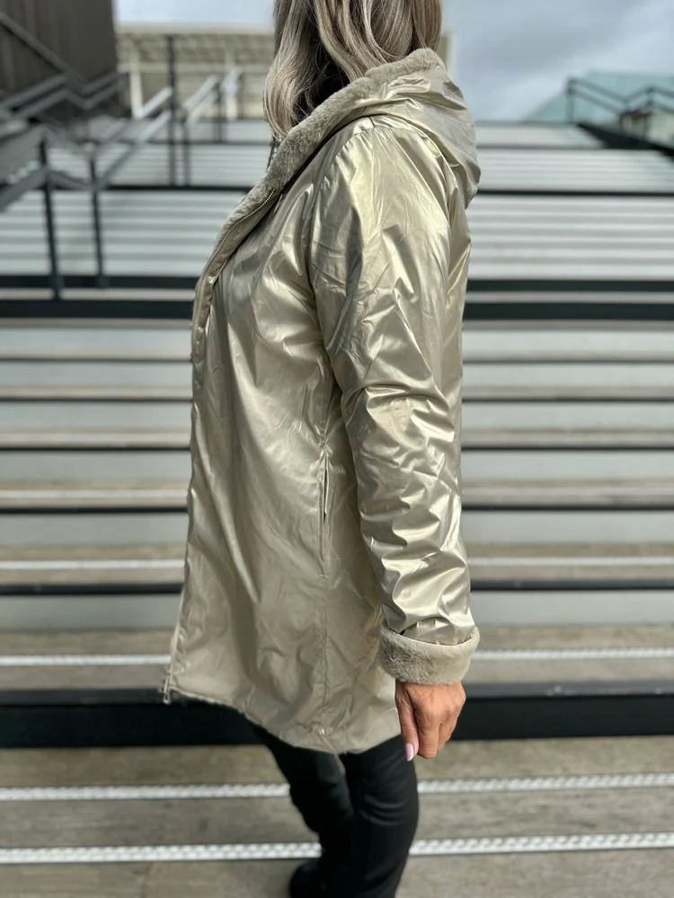 Veste fourrée Laura réversible doré