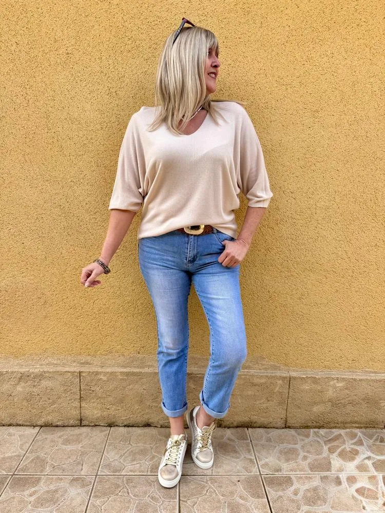 Pull fin Marco beige