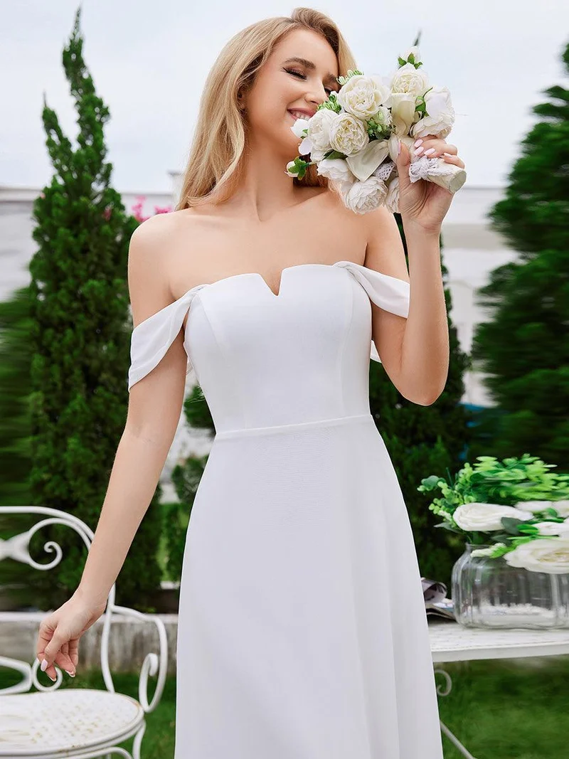 Robe de demoiselle d'honneur sans manches en mousseline de soie taille haute col carré