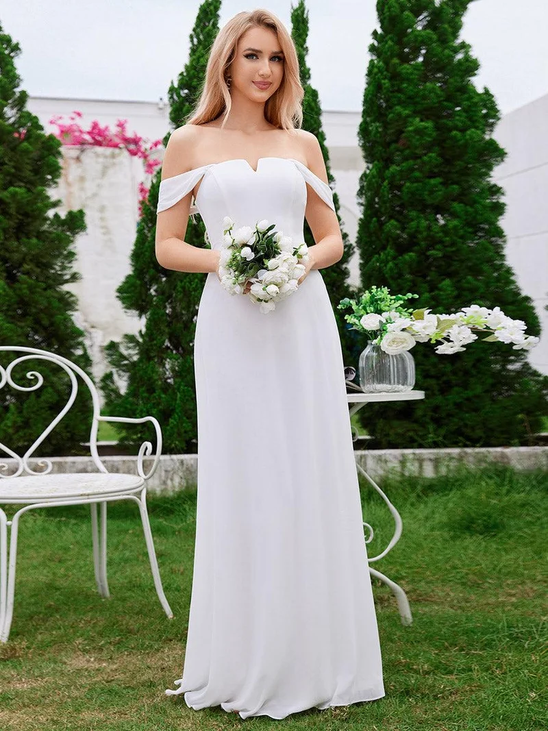 Robe de demoiselle d'honneur sans manches en mousseline de soie taille haute col carré
