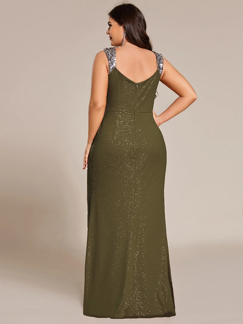 ever NOIRE|Robe de soirée élégante à paillettes et col en V