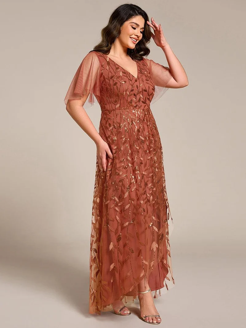 ever ALIX|Robes de soirée pailletées à col en V et fente haute