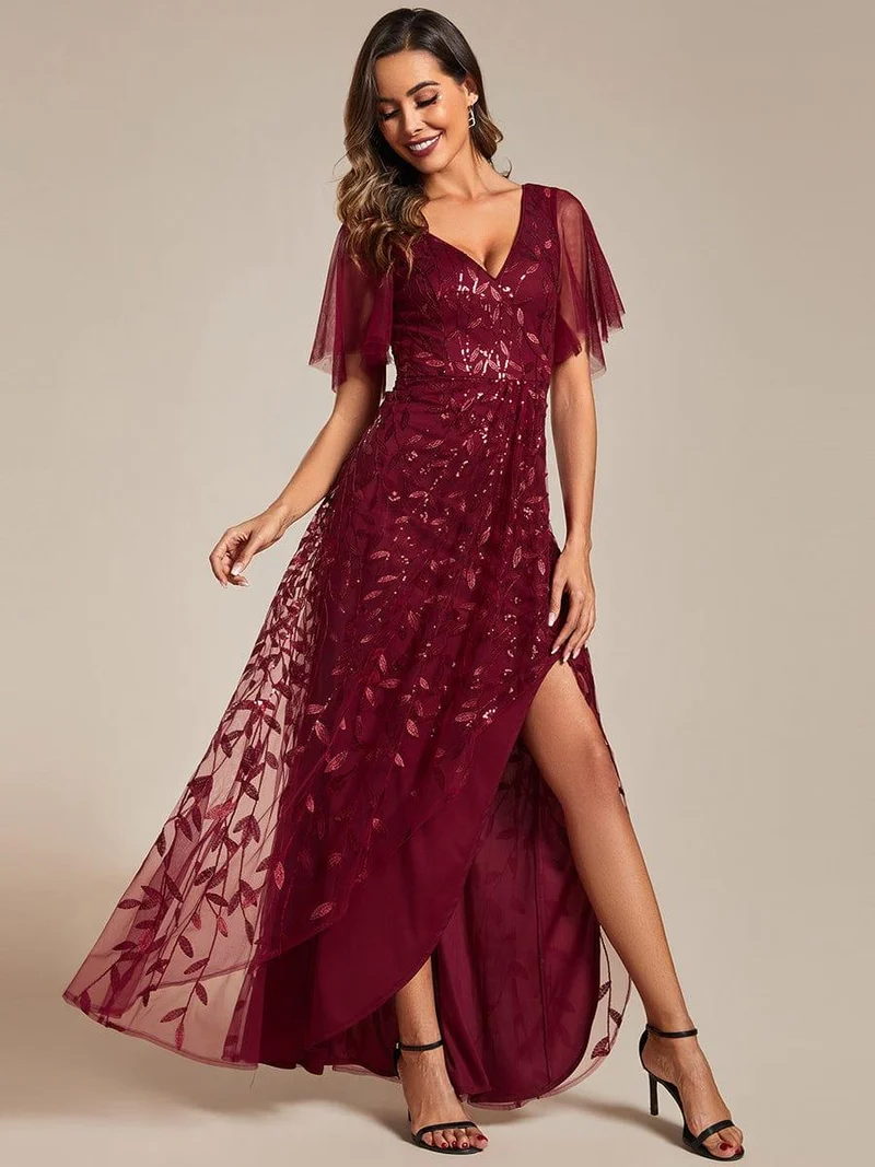 ever ALIX|Robes de soirée pailletées à col en V et fente haute