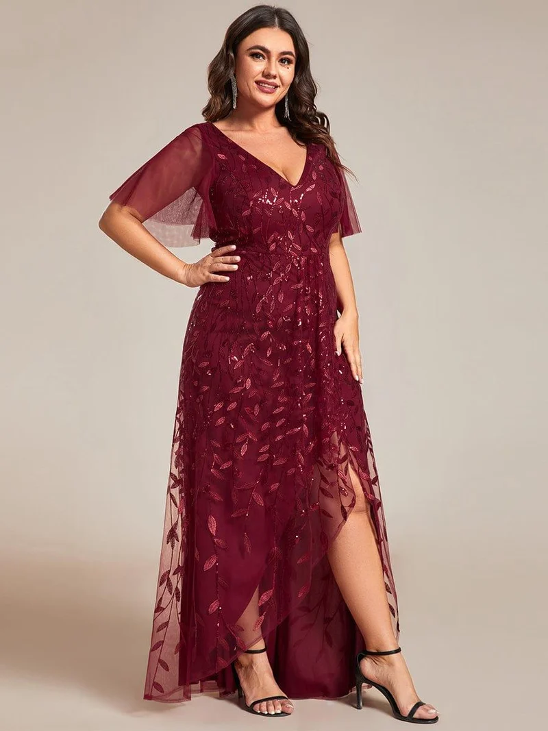 ever ALIX|Robes de soirée pailletées à col en V et fente haute