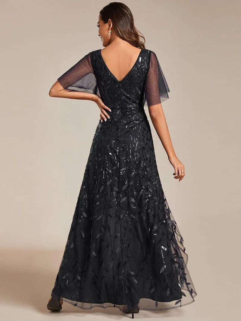 ever ALIX|Robes de soirée pailletées à col en V et fente haute