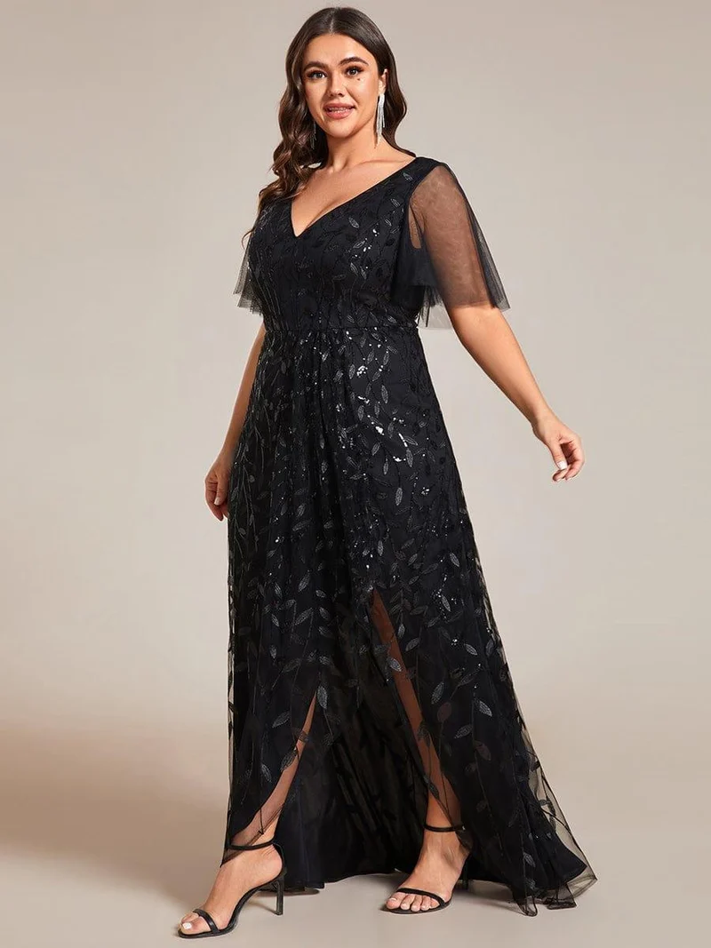 ever ALIX|Robes de soirée pailletées à col en V et fente haute
