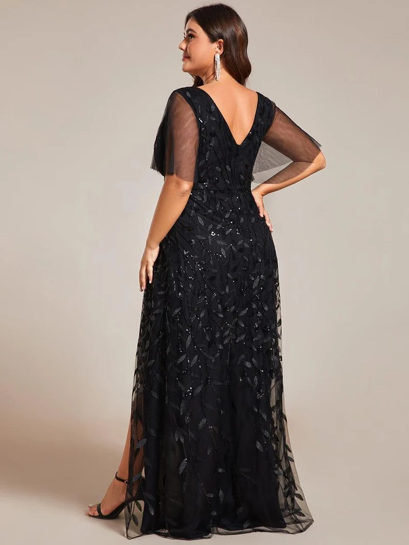 ever ALIX|Robes de soirée pailletées à col en V et fente haute