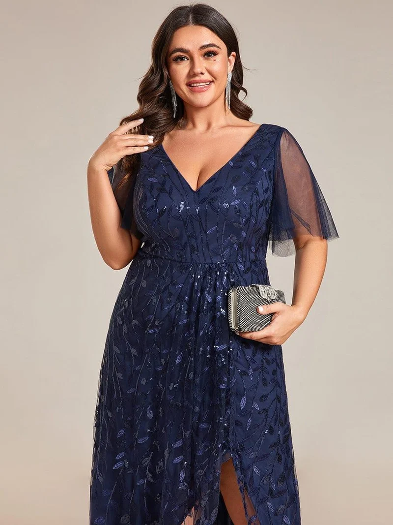 ever ALIX|Robes de soirée pailletées à col en V et fente haute