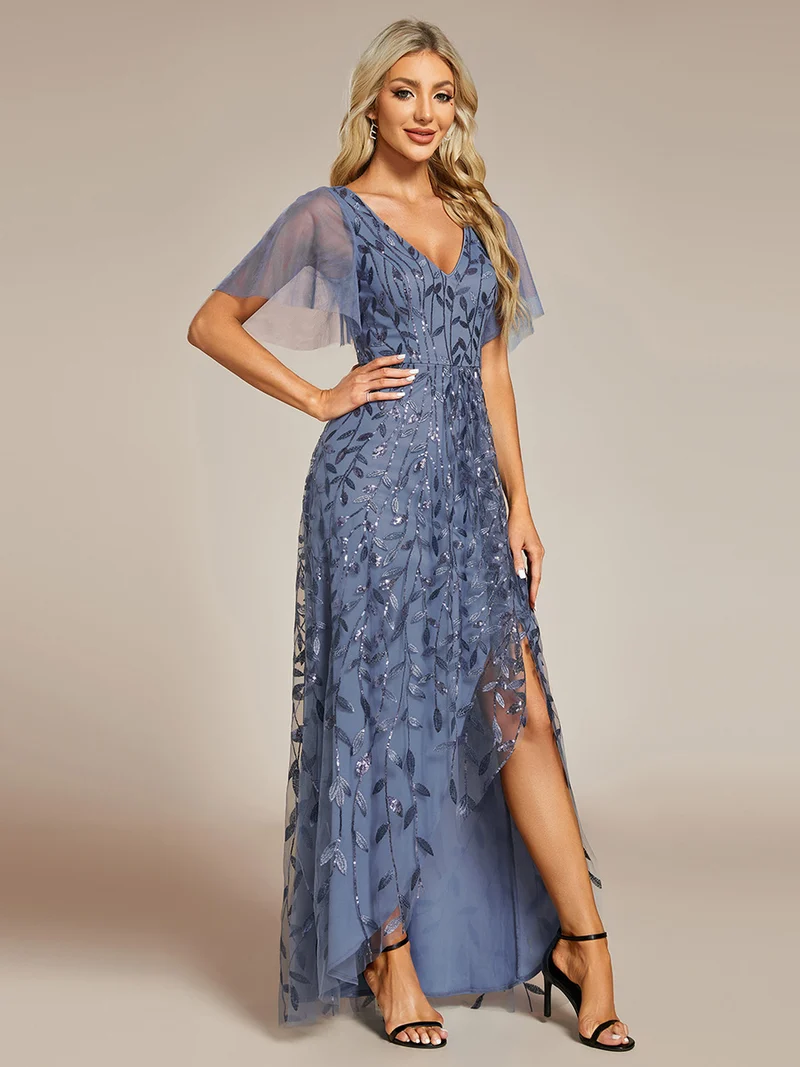 ever ALIX|Robes de soirée pailletées à col en V et fente haute