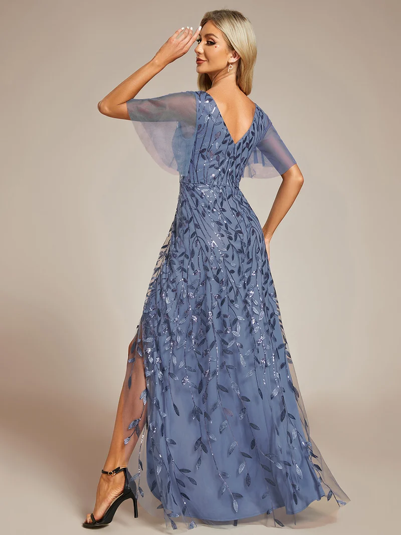 ever ALIX|Robes de soirée pailletées à col en V et fente haute