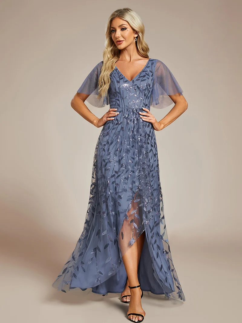 ever ALIX|Robes de soirée pailletées à col en V et fente haute