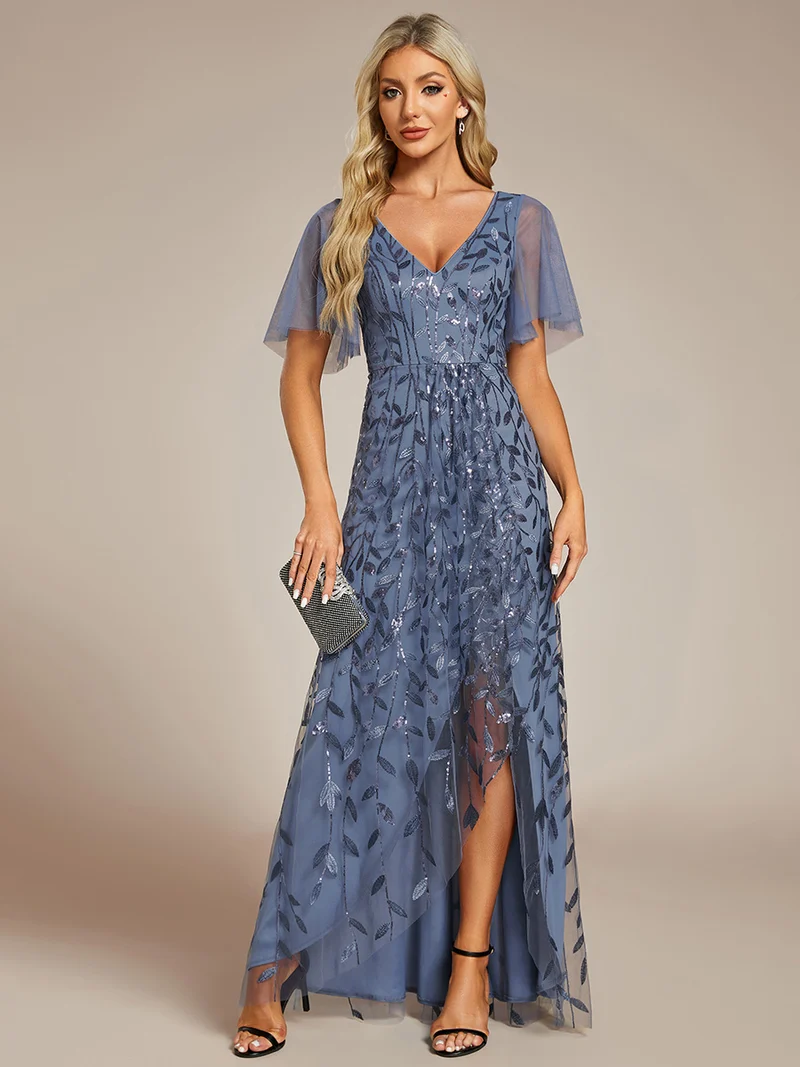 ever ALIX|Robes de soirée pailletées à col en V et fente haute