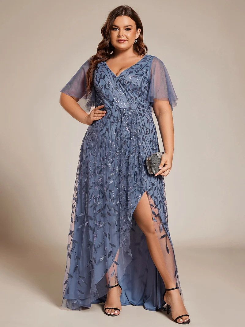 ever ALIX|Robes de soirée pailletées à col en V et fente haute