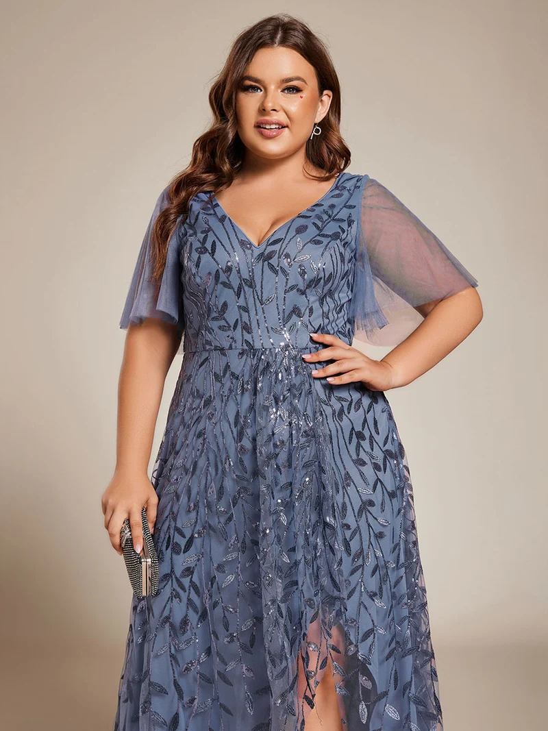 ever ALIX|Robes de soirée pailletées à col en V et fente haute