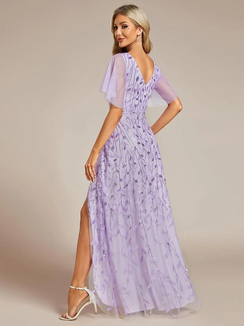 ever ALIX|Robes de soirée pailletées à col en V et fente haute