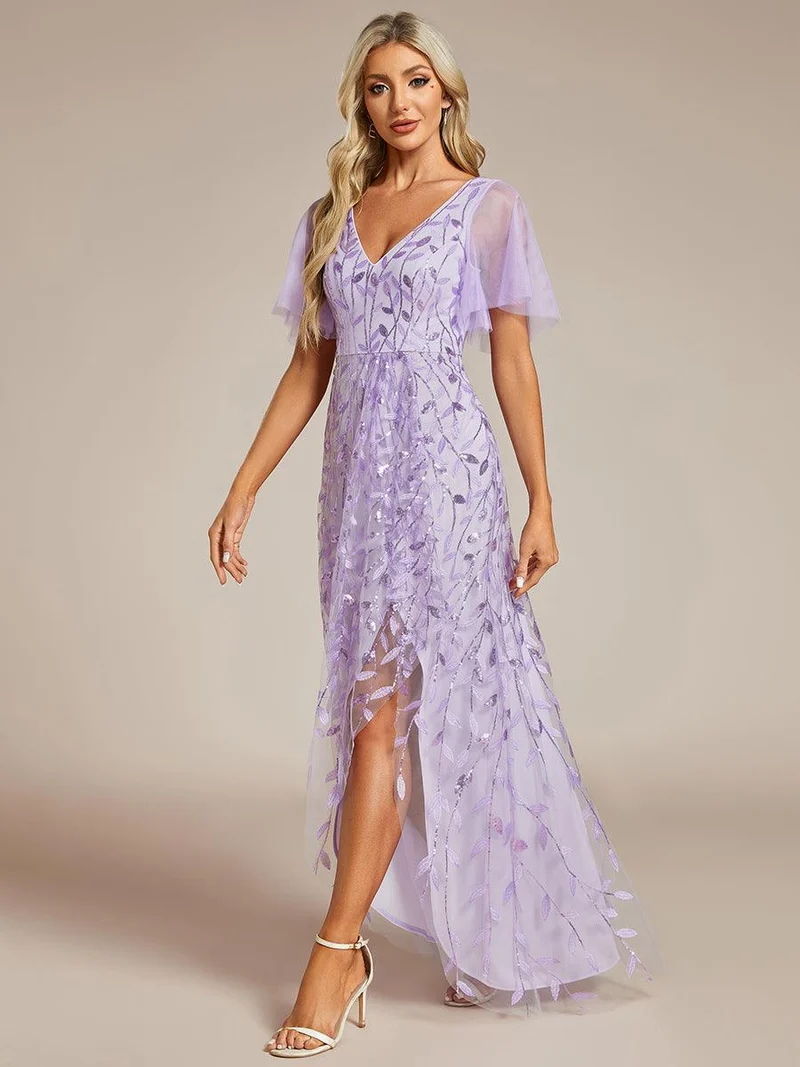 ever ALIX|Robes de soirée pailletées à col en V et fente haute