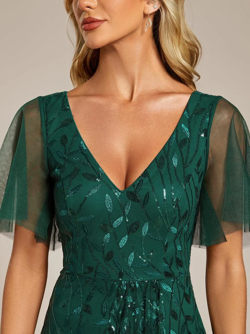 ever ALIX|Robes de soirée pailletées à col en V et fente haute